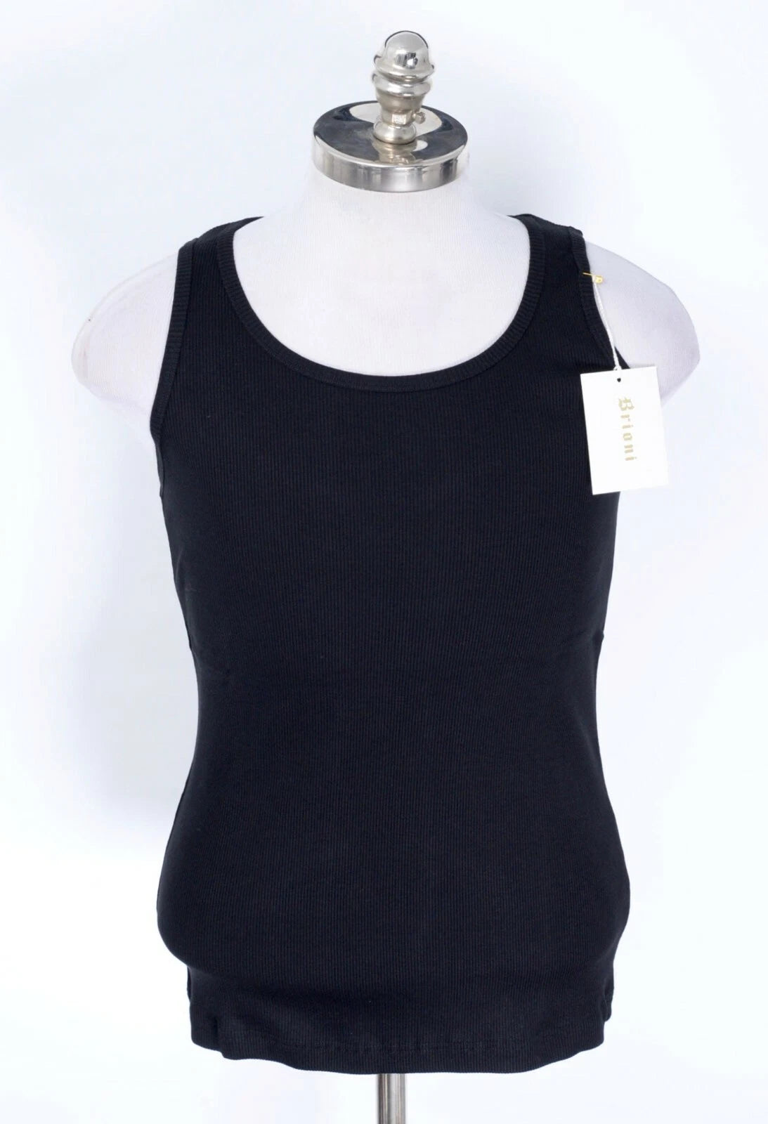 BRIONI Solid Black 100% Cotton Ribbed Tank Top Casual Under Shirt XS NWT