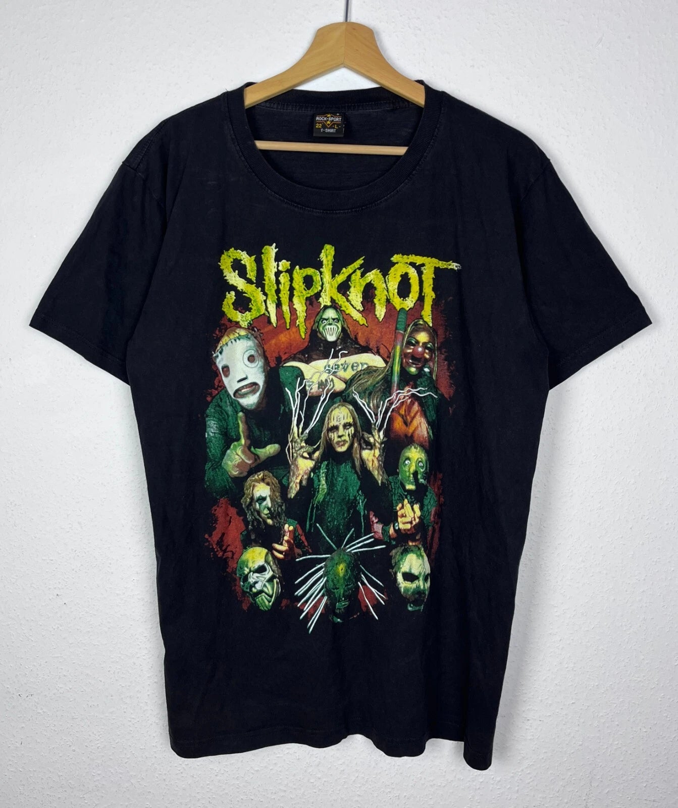 Rare Vintage SLIPKNOT Double Printed Y2K Street Style T Shirt Size L Unisex