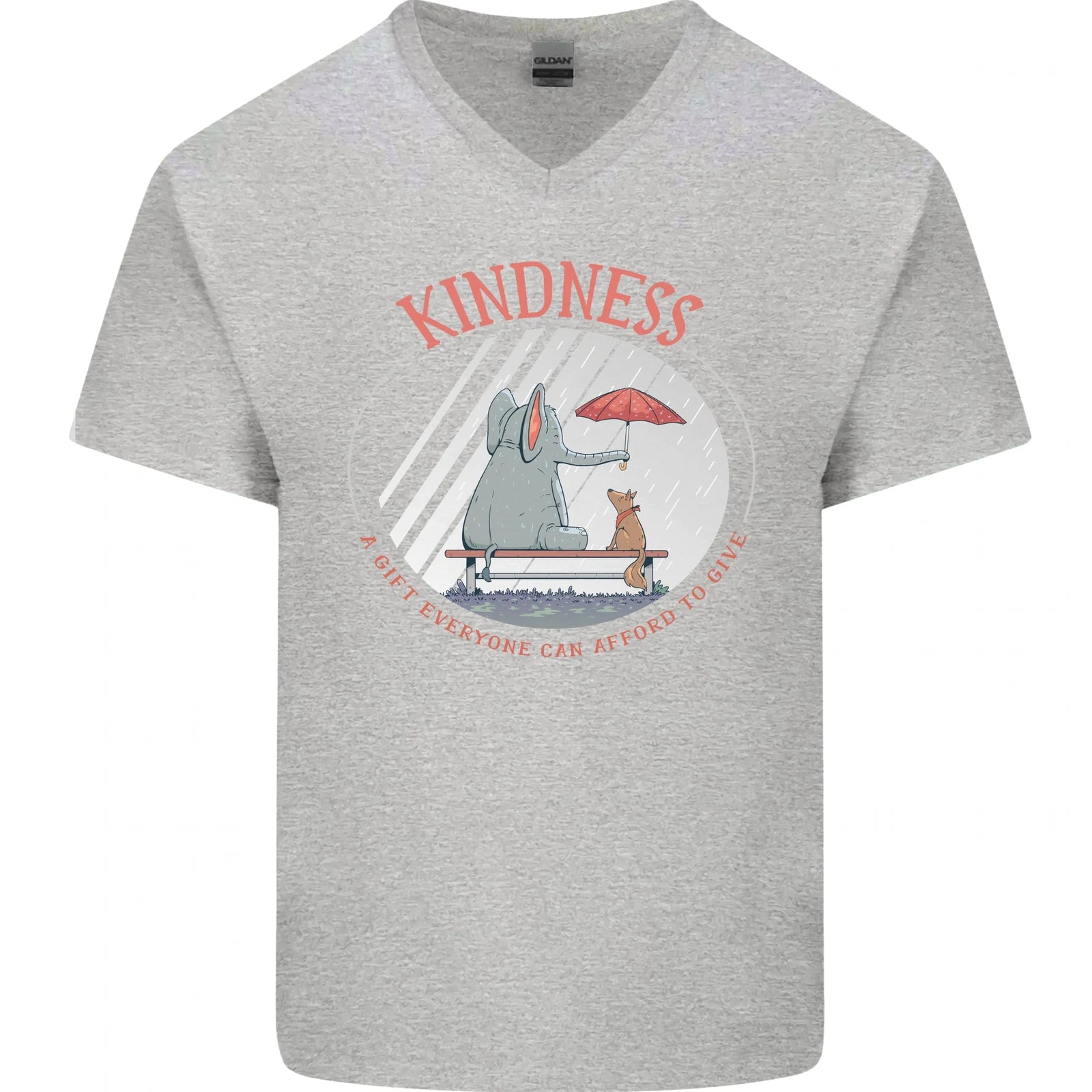 Kindness a Gift Funny Dog Elephant Mens V-Neck Cotton T-Shirt