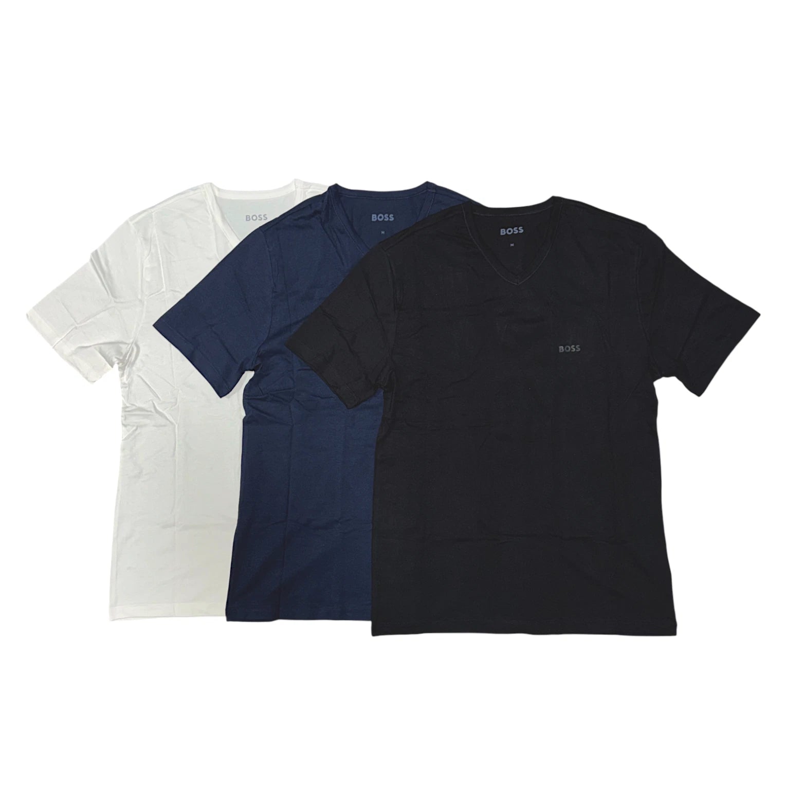 Mens T-Shirts BOSS V-Neck 3 Pack Multicoloured Short Sleeve With Logo