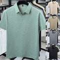 Short Sleeve V Neck Lapel T-Shirt for Men Breathable Business Casual Top