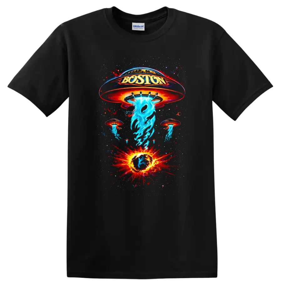 Boston UFO Vintage Classic Rock T Shirt Creative Album Art Tee