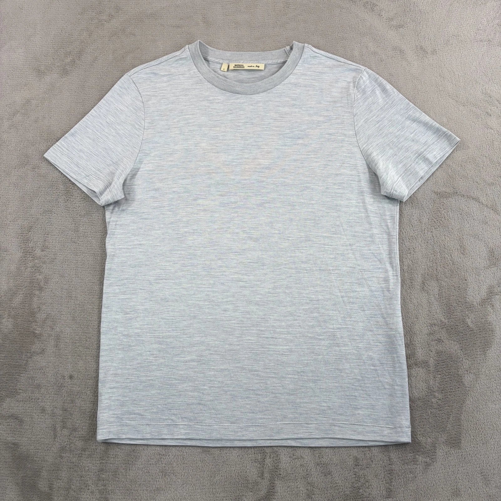 Maurizio Baldassari Brera Silk-Cotton Knit T-Shirt in Grey Men Large NWOT $525
