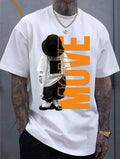 Men's White Oversized T-Shirt Street Style Print "MOVE" Graphic Tee Hip Hop