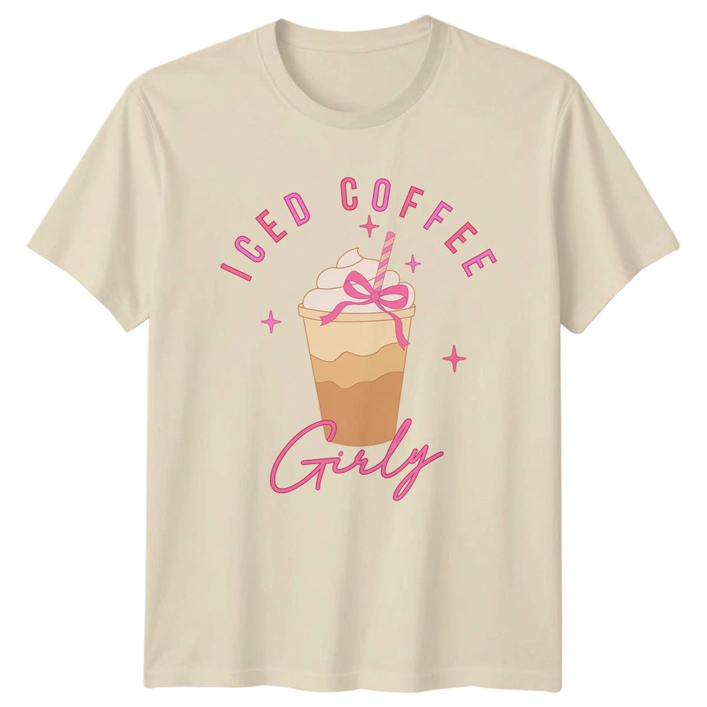 Iced Coffee Girly Womens T-Shirt Iced Coffee Lover Coffee Birthday Gift For Her