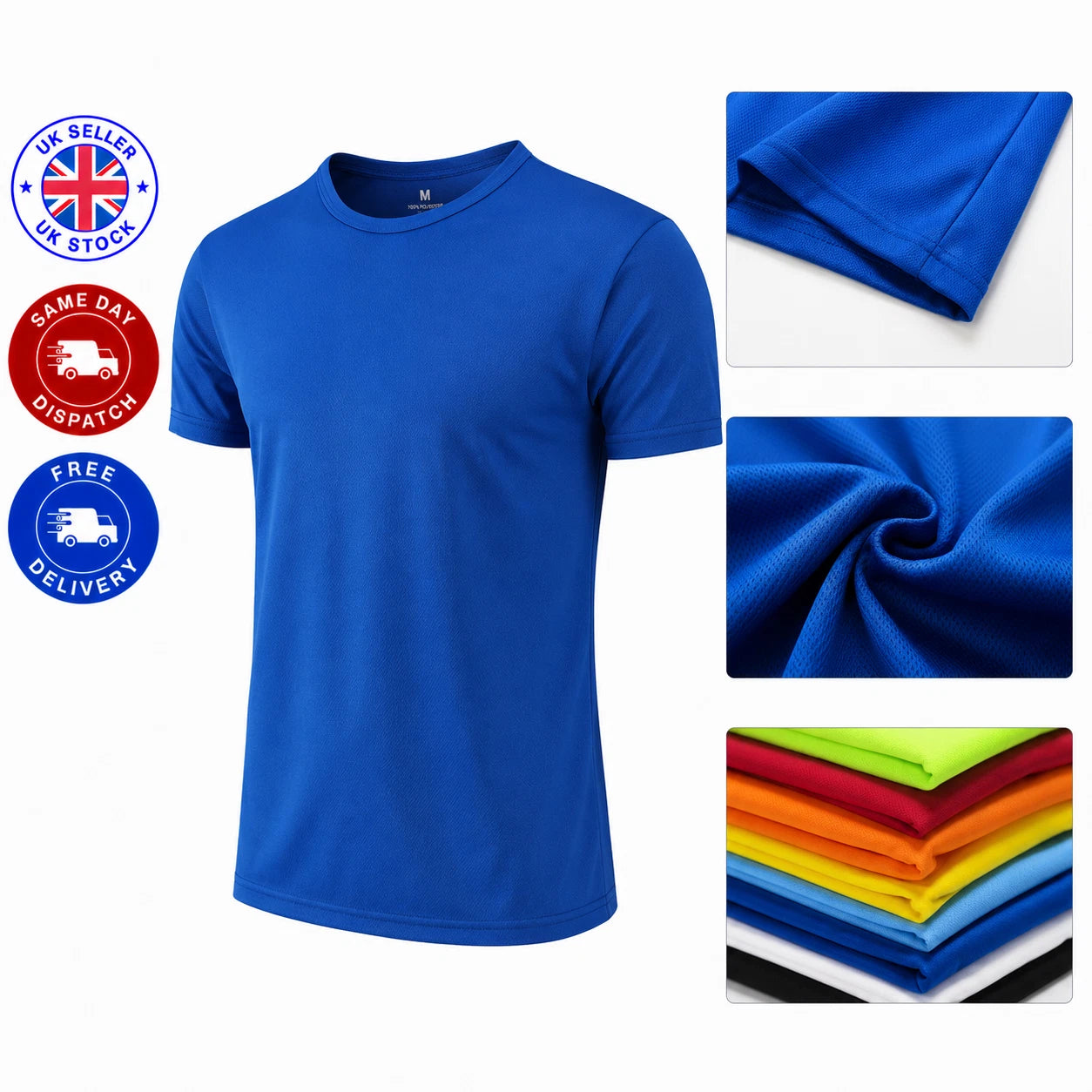 Mens Gym T Shirt Quick Dry Running Fitness Sports Tee Breathable Workout Top Uk
