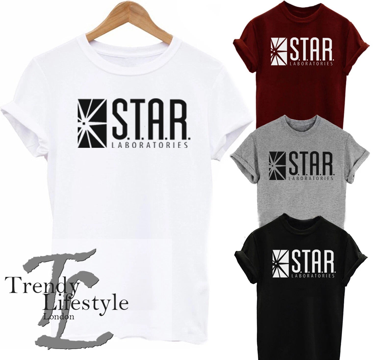 STAR LABORATORIES UNISEX T-SHIRT THE FLASH TRENDY MENS WOMENS KIDS 100% COTTON