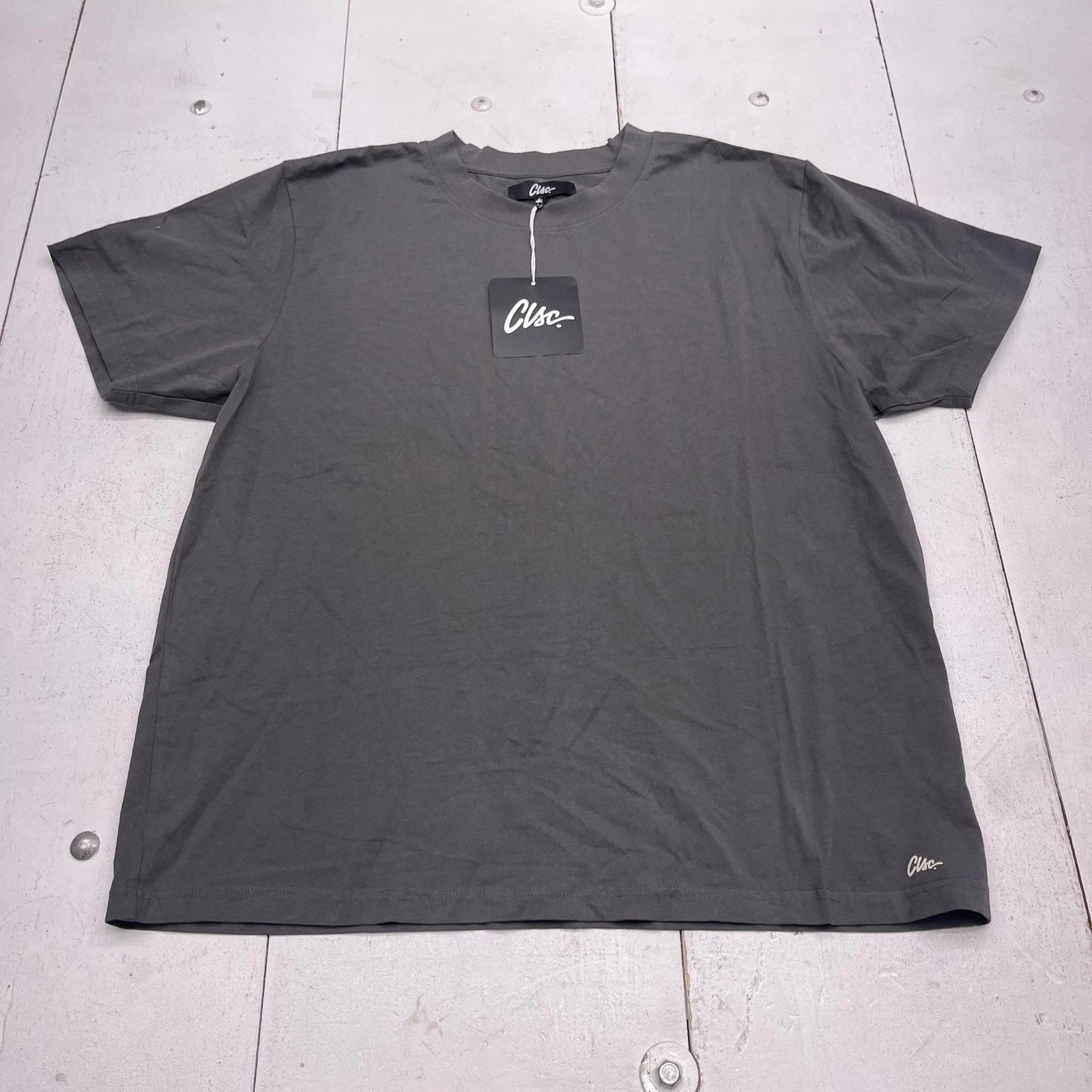 CLSC Shirt Mens 2XL Gray Solid Logo Hem Suckstosuck Streetwear Crewneck Tee