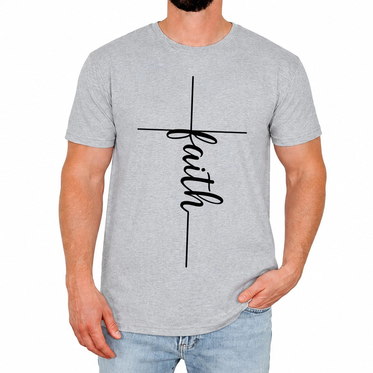 Faith Mens T-Shirt Inspirational Christian Retro Vintage Gift For Him