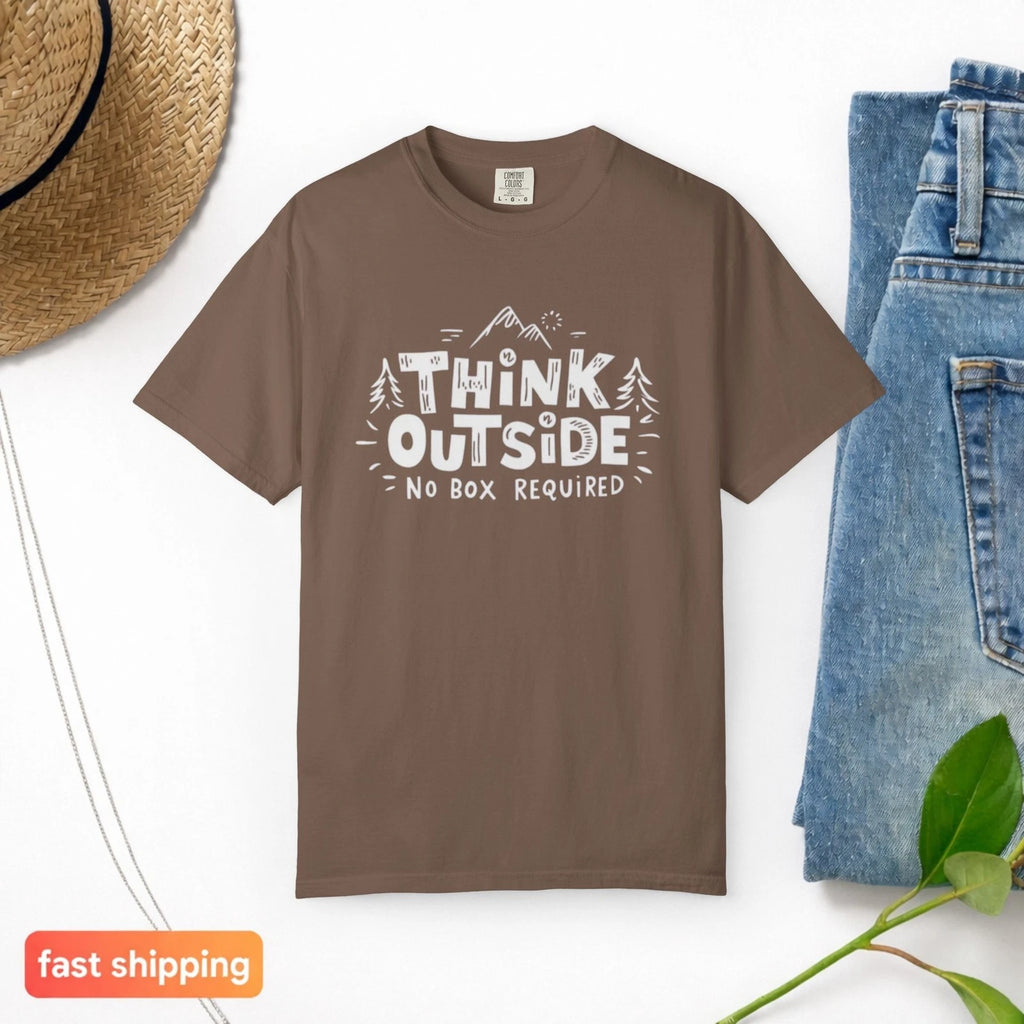 Think Outside No Box Required Unisex Comfort Colors T-shirt Gift