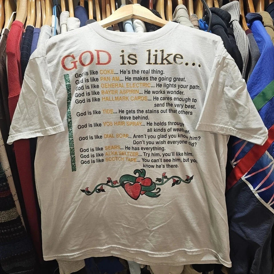 Vintage 90s Funny God is Like Fruit of the Loom Jesus T-shirt Gifts S-5XL