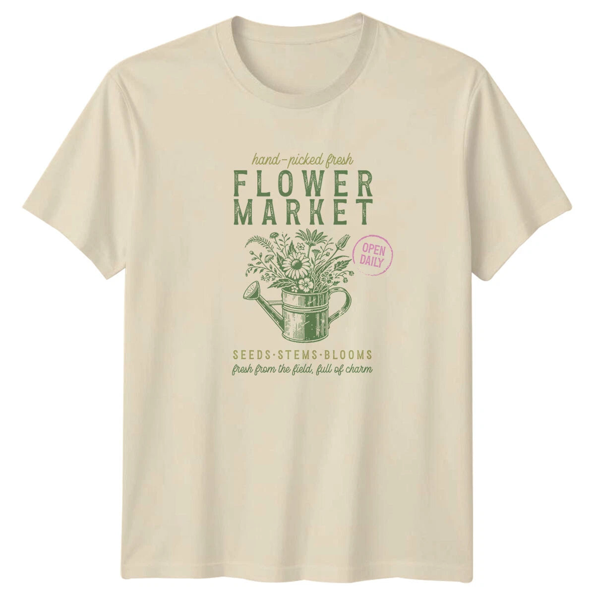 Flower Market Hand-Picked Fresh Farm T-Shirt Seeds Stems Blooms