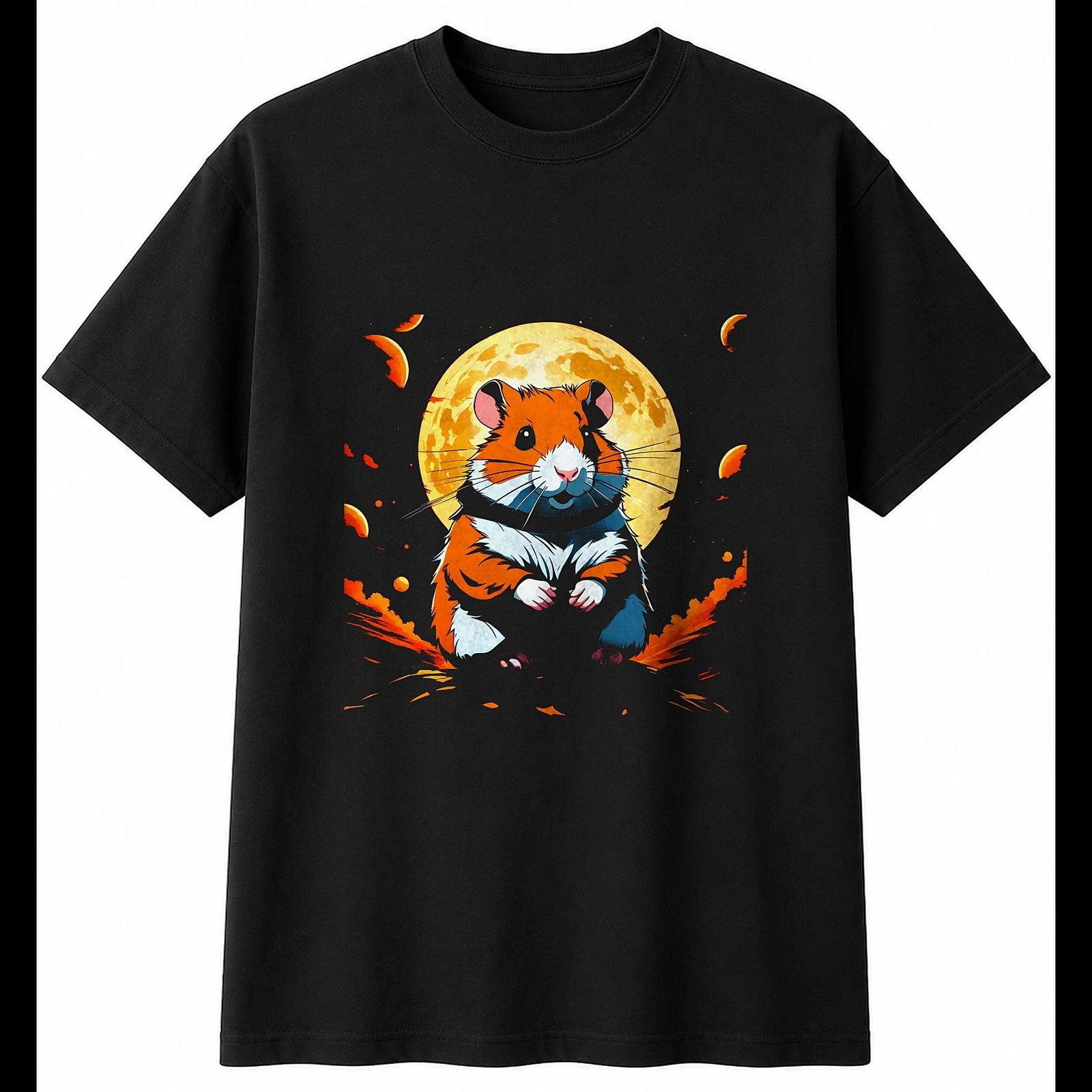 Hamster Anime Cute Mens T-Shirt Black 100% Cotton Adorable Novelty
