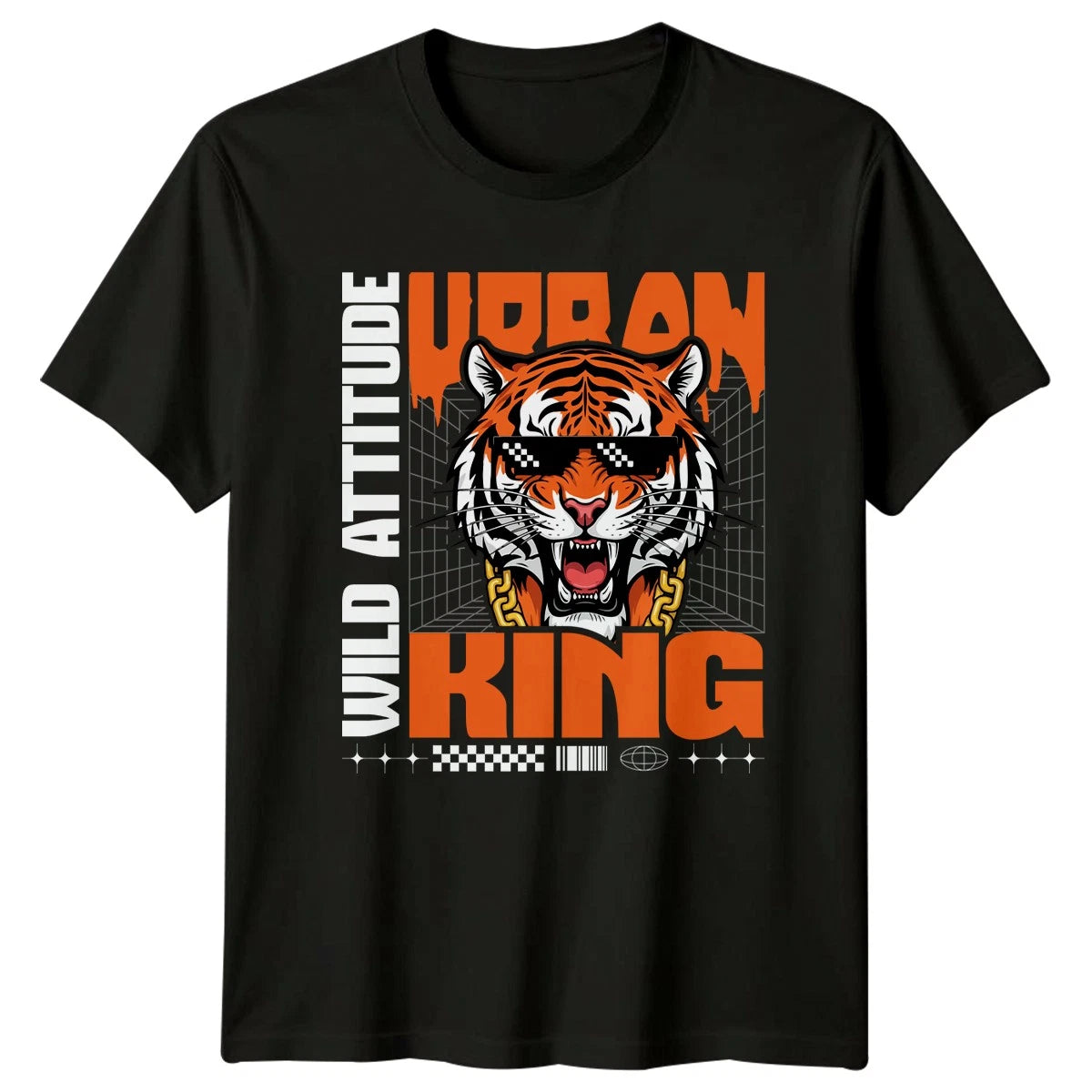 Urban Attitude Wild King Mens T-Shirt Tiger Streetwear Wildlife Birthday Gift