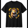 Graphic Hamster Glowing Cute Mens T-Shirt Black 100% Cotton Kawaii Printed