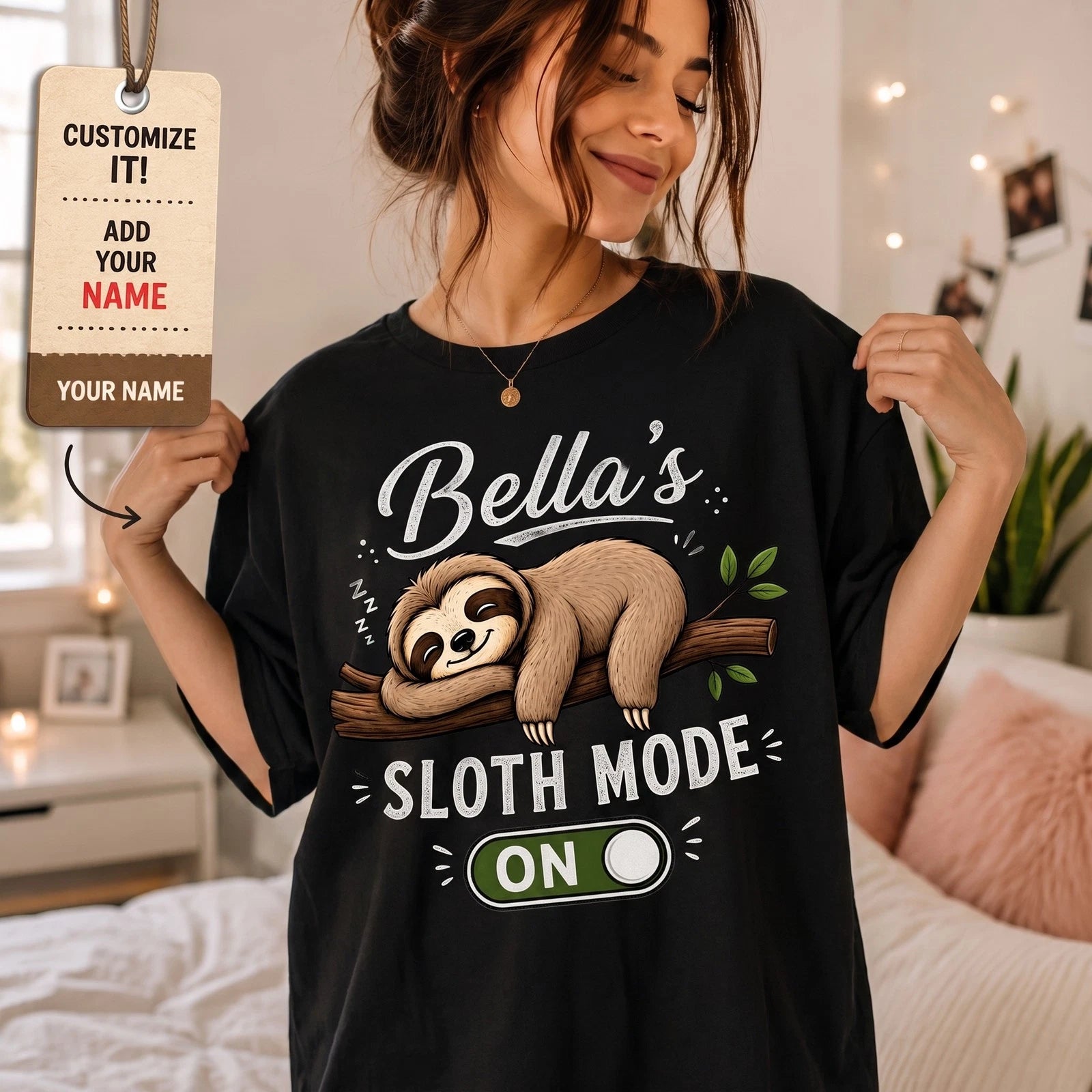 Personalised Sloth Mode Women T Shirt