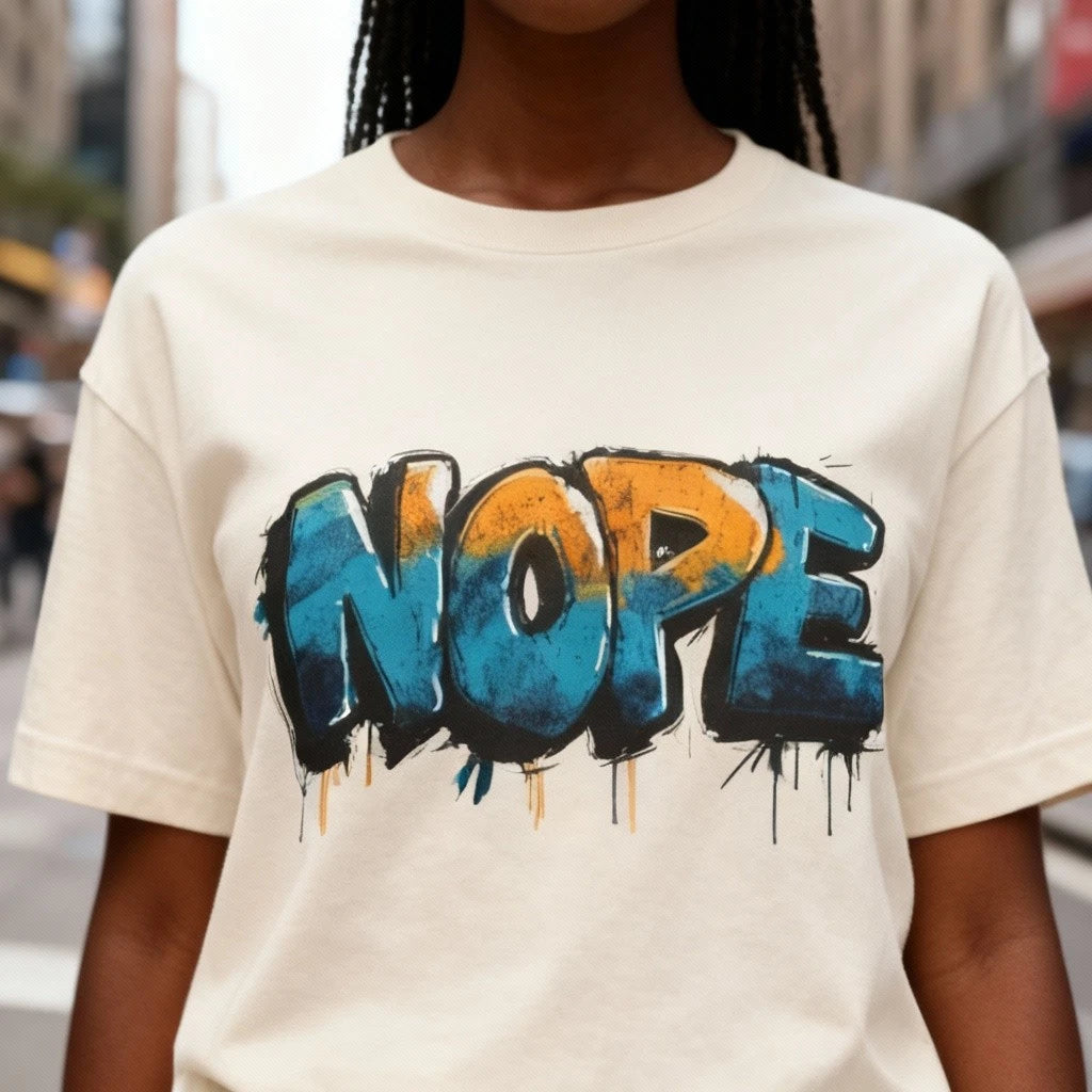Nope Graffiti Unisex Tee, Streetwear Urban Style, Oversized Boxy Tshirt