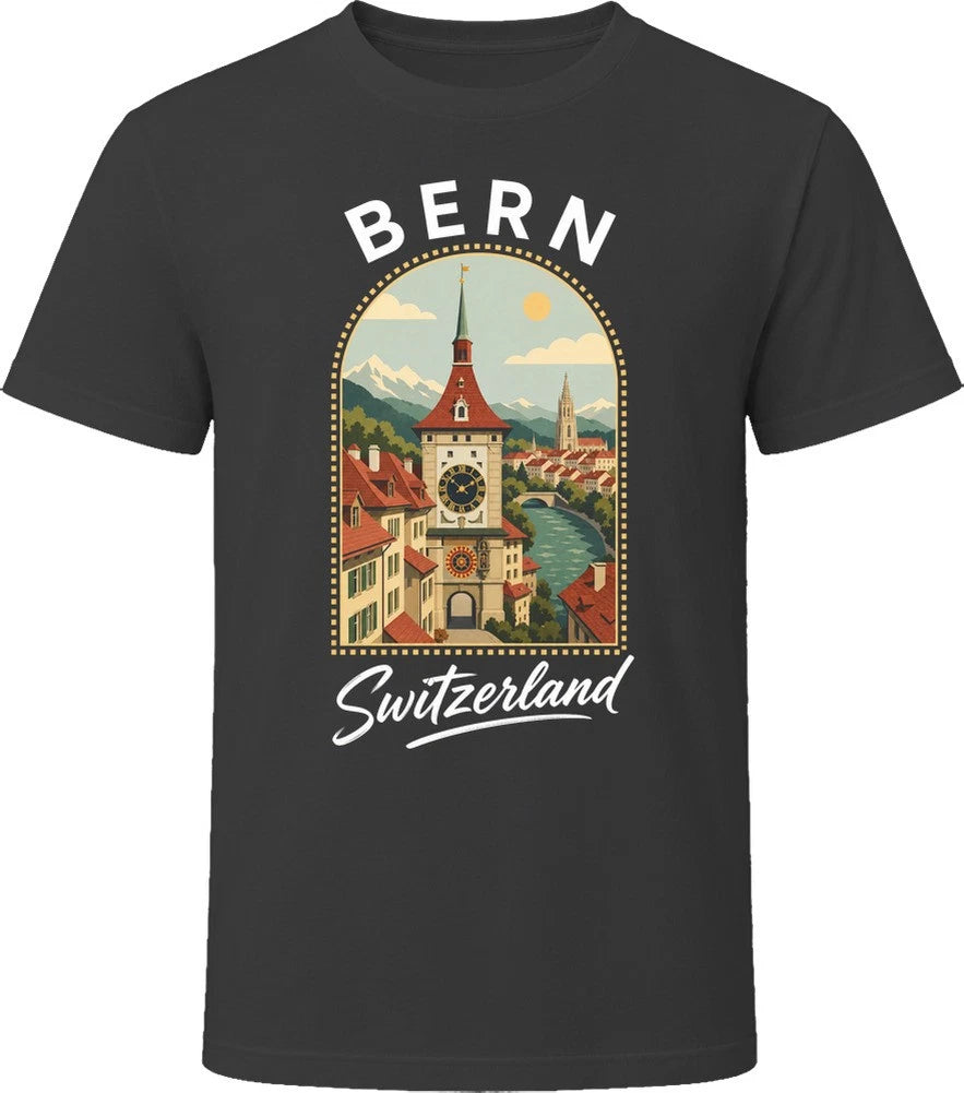 Bern Switzerland Old Town Clock Tower Vacation Poster Souvenir T-Shirt