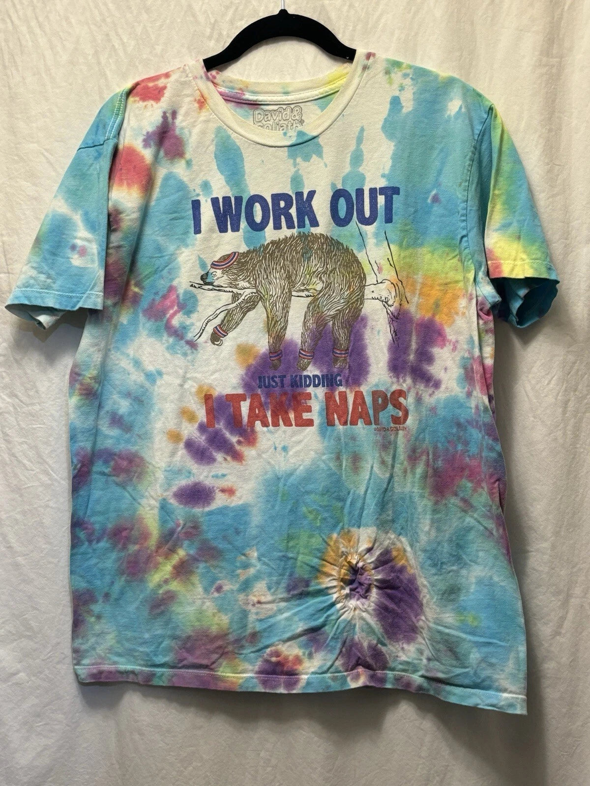Rainforest Cafe T-Shirt Tie dye Sloth Napping Crew Neck Short Sleeve Large G8