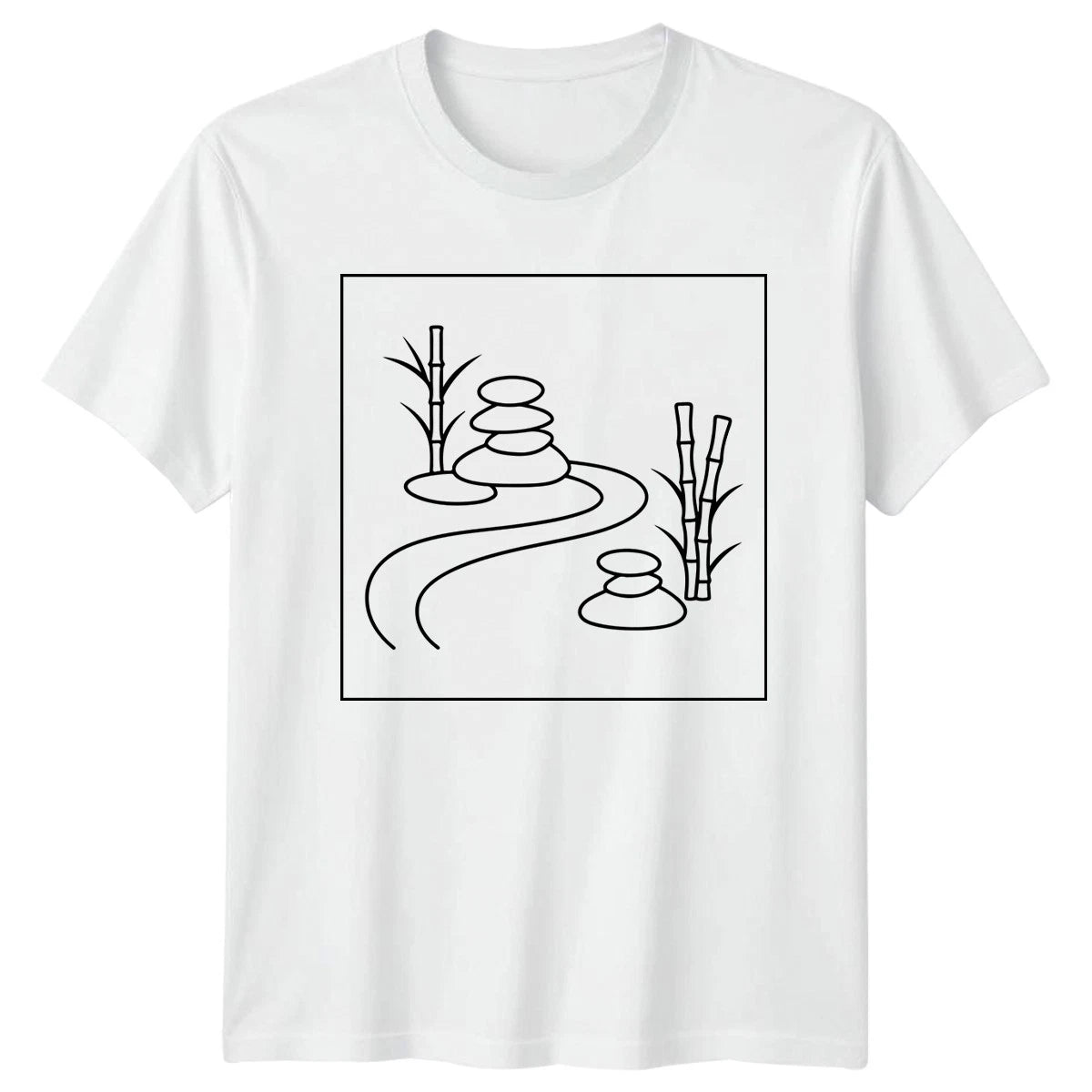 Zen Garden Stones Bamboo Mens T-Shirt Womens Tee Graphic Unisex Top