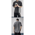 Men Casual V Neck T Shirt Fishbone Texture Striped Loose Fit Top Regular Length