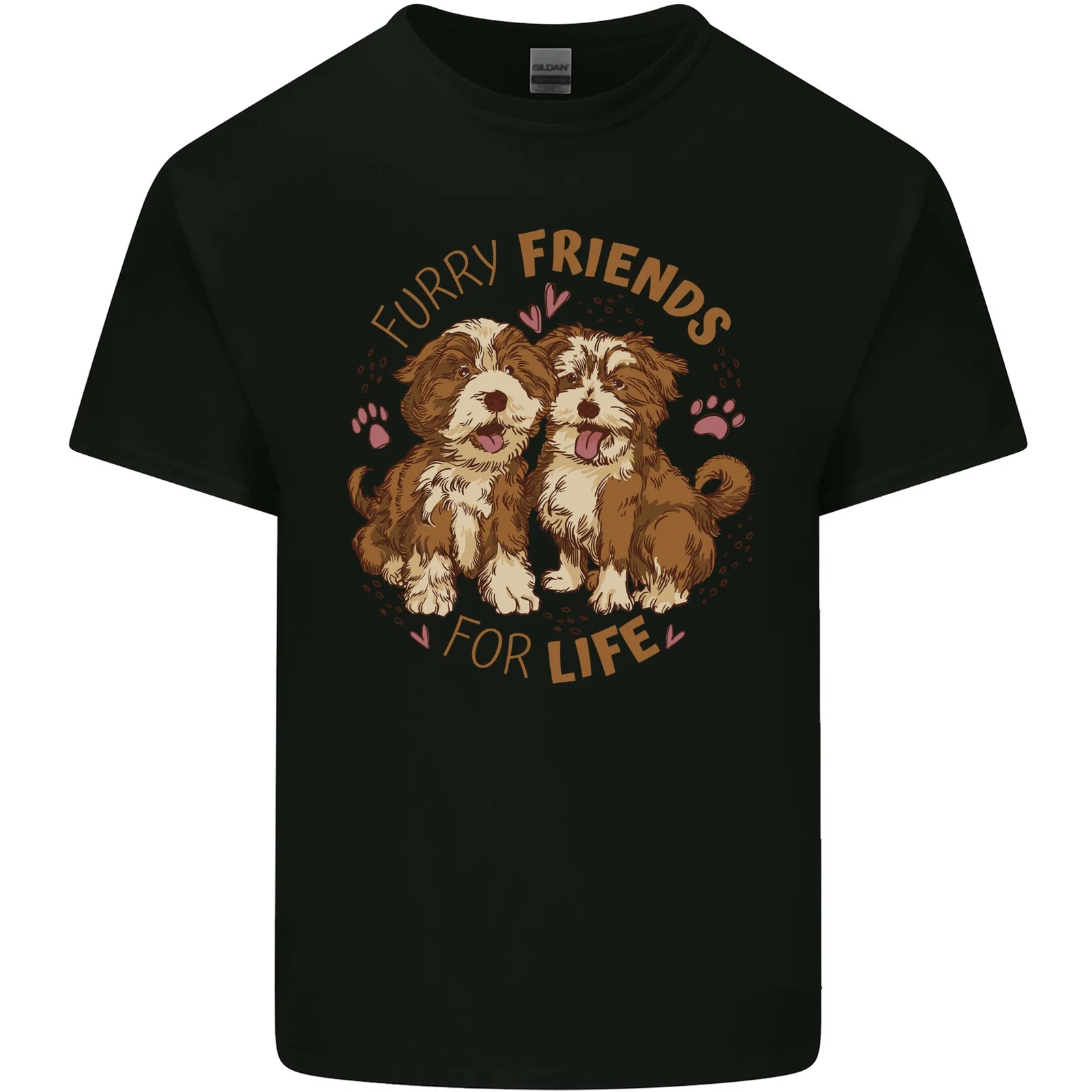 Furry Friends For Life Two Cute Dog Mens Light Cotton T-Shirt