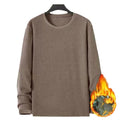 Mens Solid Velvet Long Sleeve Top Loose Fit Round Neck Polyester Fabric