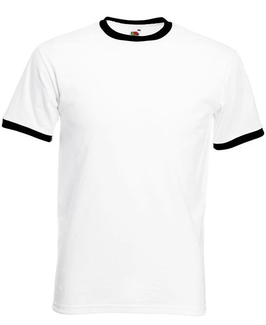 Personalised Custom printed Fruit of the Loom Ringer T-shirt Round Crew Neck