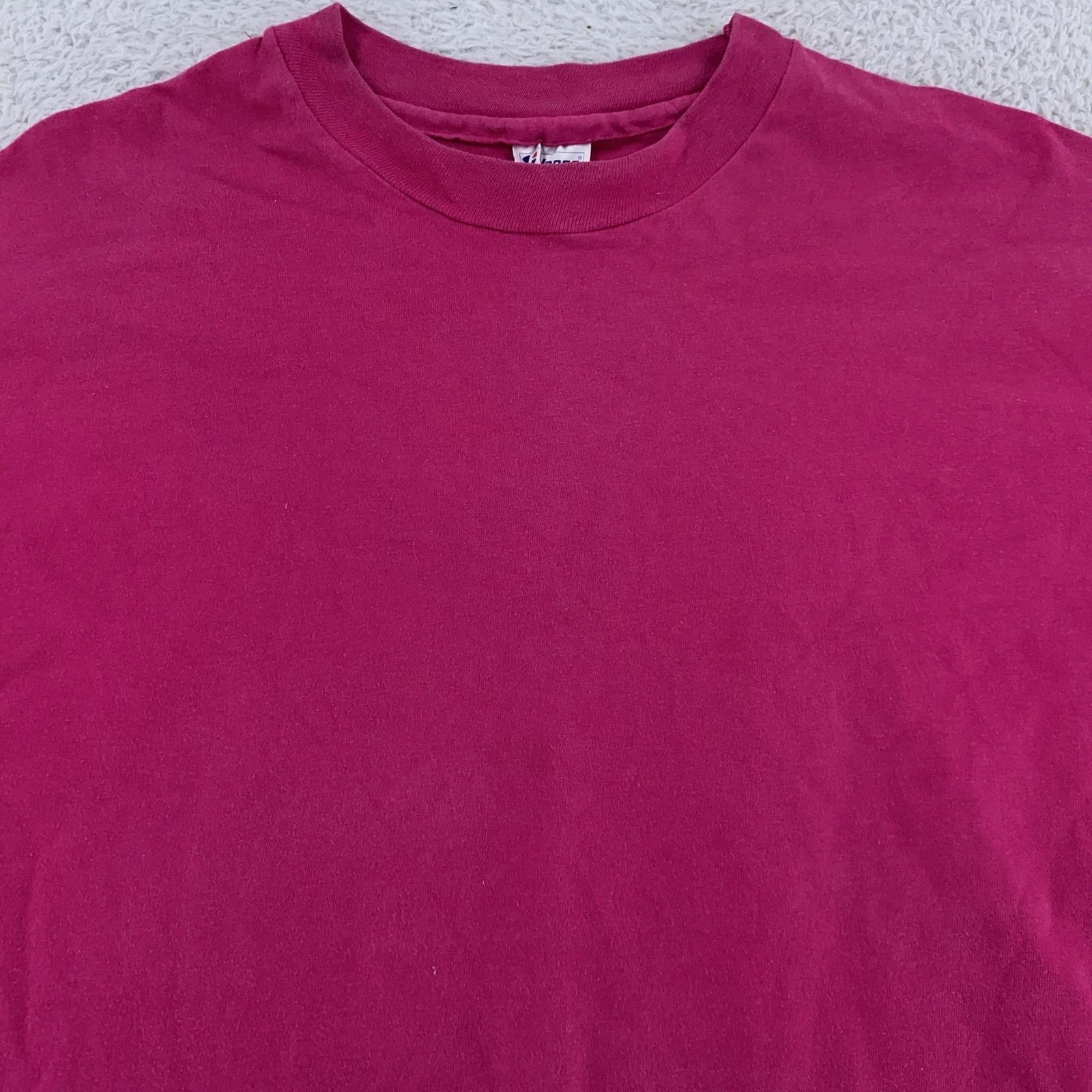 Vintage 90s Blank Pink Hanes Beefy-T Shirt Mens L/XL Crewneck Made in USA Tee