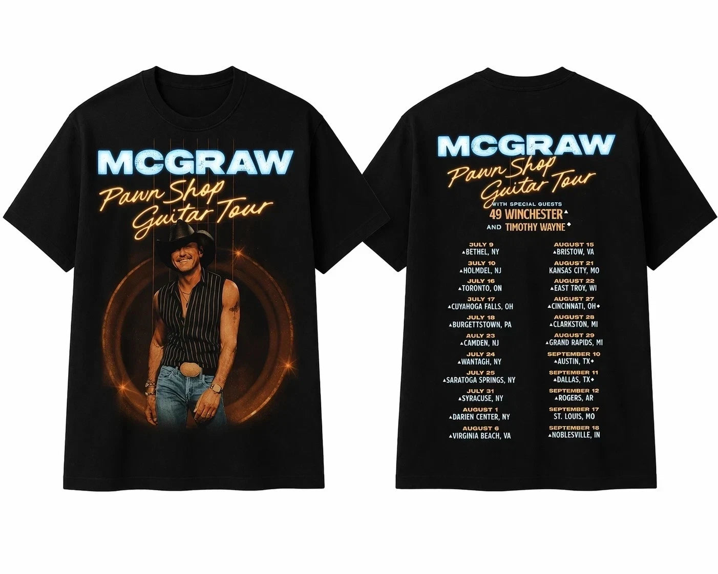 Tim Mcgraw Pawn Shop Guitar Tour 2026 Black T-shirt