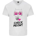 Check Meowt Mens V-Neck Cotton T-Shirt