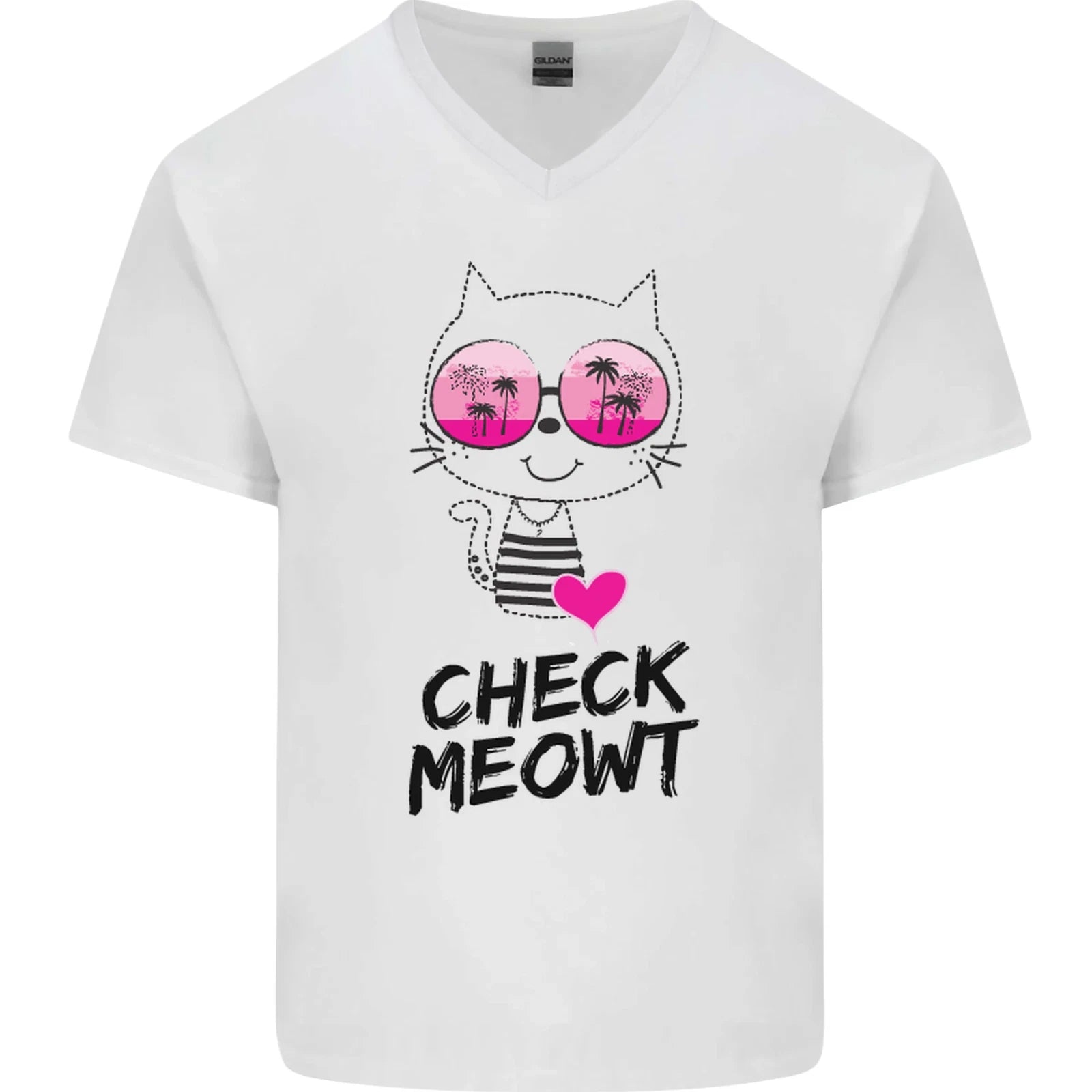 Check Meowt Mens V-Neck Cotton T-Shirt