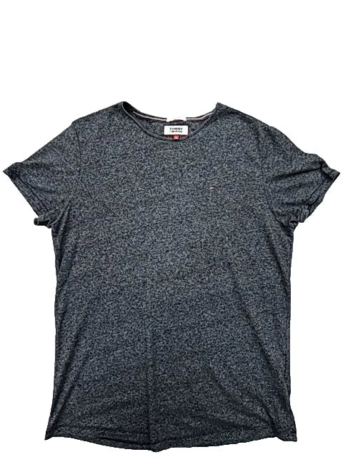Tommy Jeans Mens M Short Sleeve Crewneck Logo T-Shirt in Gray Slim Fit
