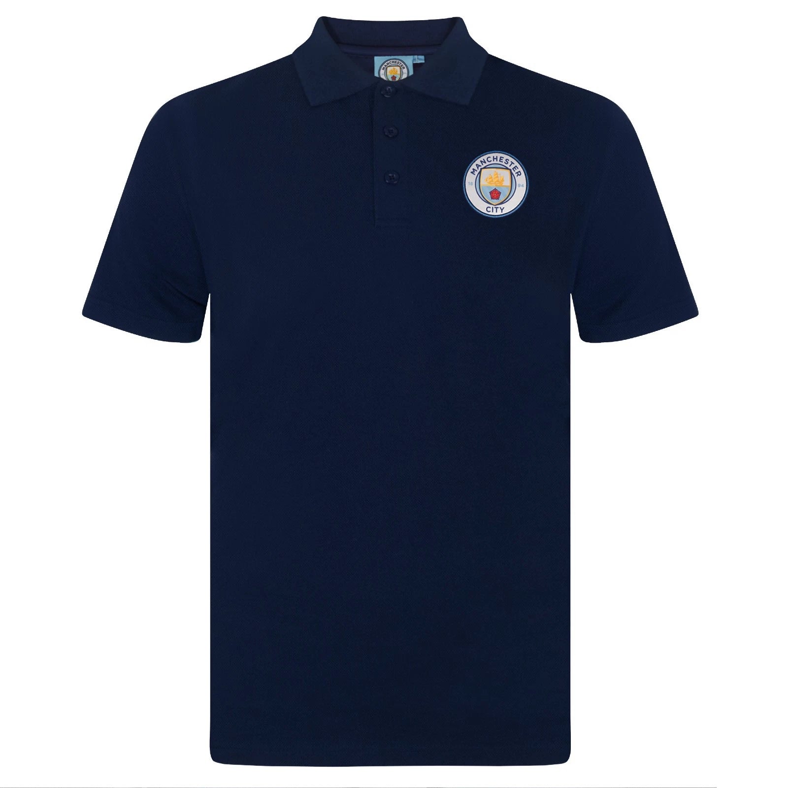 Manchester City Mens Polo Shirt Crest OFFICIAL Football Gift