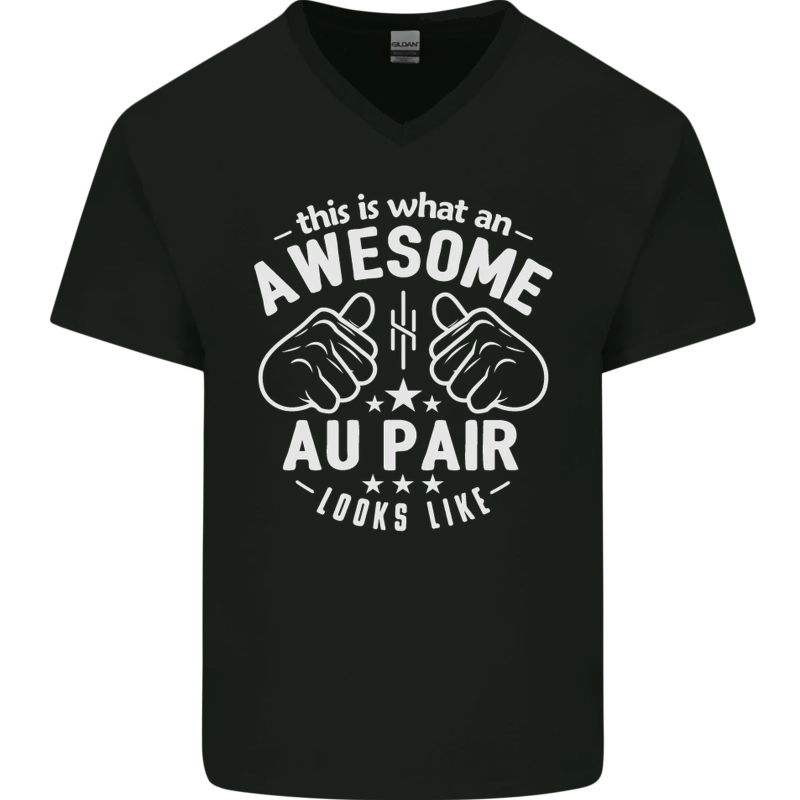 This Is What an Awesome Au Pair Looks Like Mens V-Neck Cotton T-Shirt
