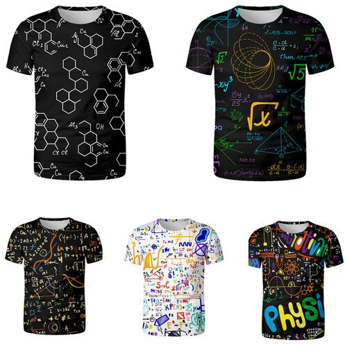 Mathematical formula Streetwear 3D printed T-shirt men's women Cool Casual Tops