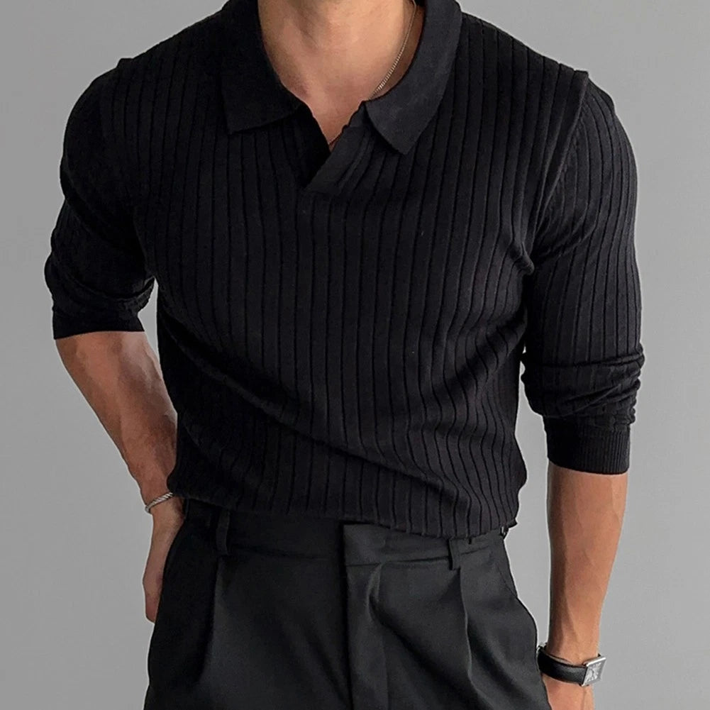 Mens Long Sleeve Jacquard Knitwear Casual Tops Black White Coffee Sizes M 2XL