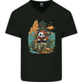 A Cute Panda Bear Mens V-Neck Cotton T-Shirt