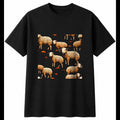 Lamb with Mushrooms Sheep Cute Mens T-Shirt Black 100% Cotton Graphic Tee