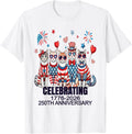 USA 250th Anniversary Celebrate Trendy Patriotic Fun Cats T-Shirt unisex Tee