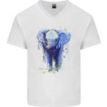 Elephant Watercolour Mens V-Neck Cotton T-Shirt