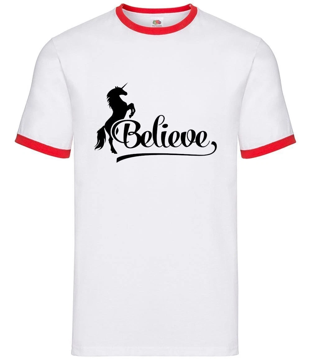 Believe Unicorn - Mens Ringer - Magic Cute Magical