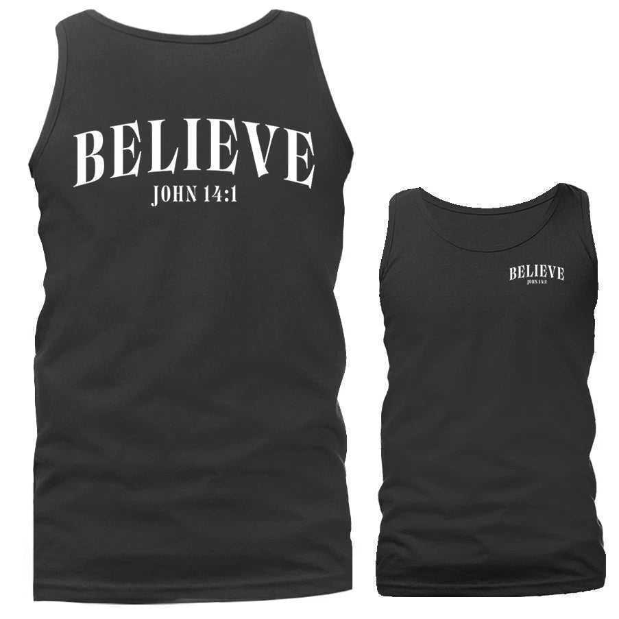 Believe John 14:1 Christian Bible Verse Faith Scripture Tank Top