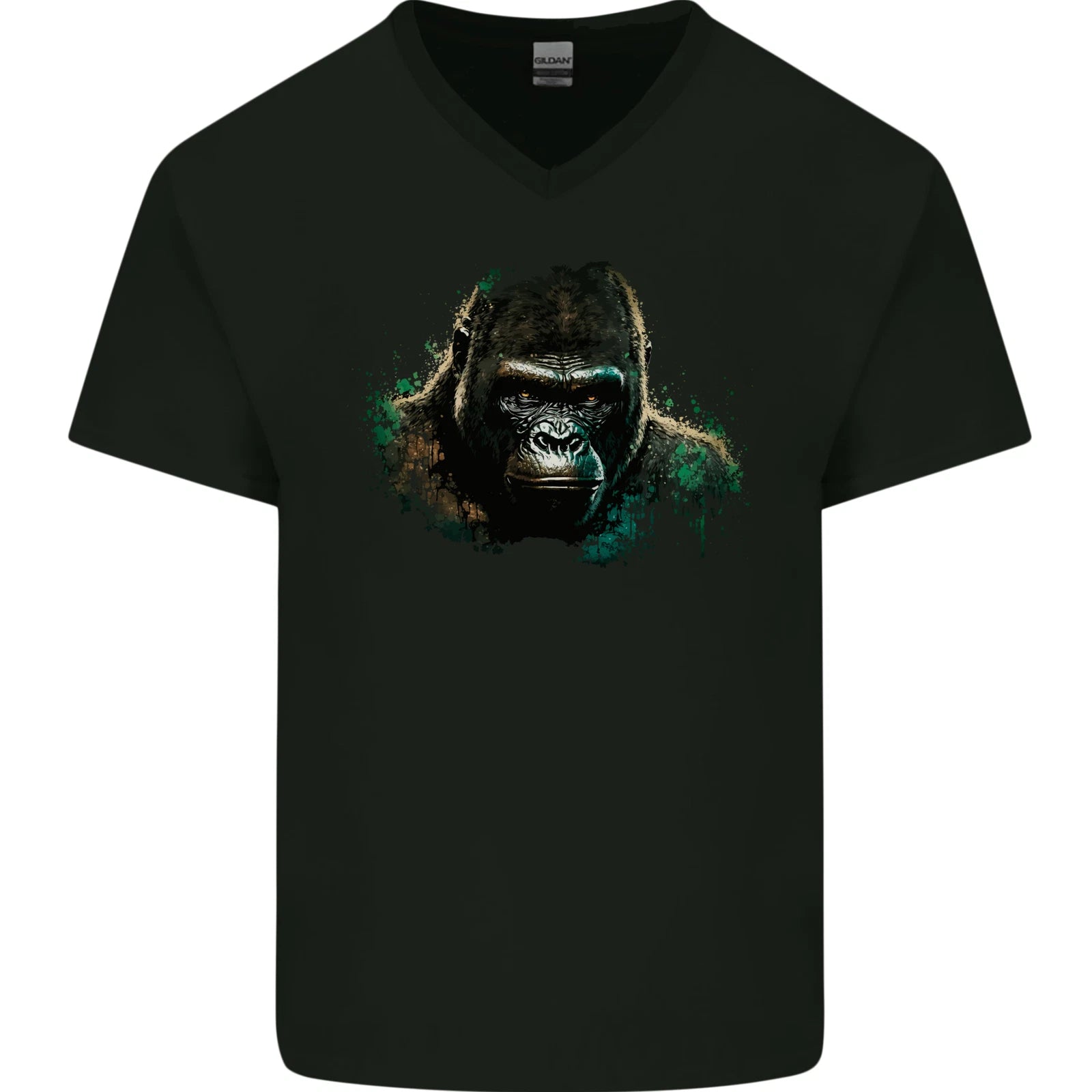 Head of a Gorilla Mens V-Neck Cotton T-Shirt