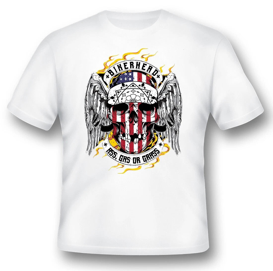 Biker Head Shirt Black or White Tee