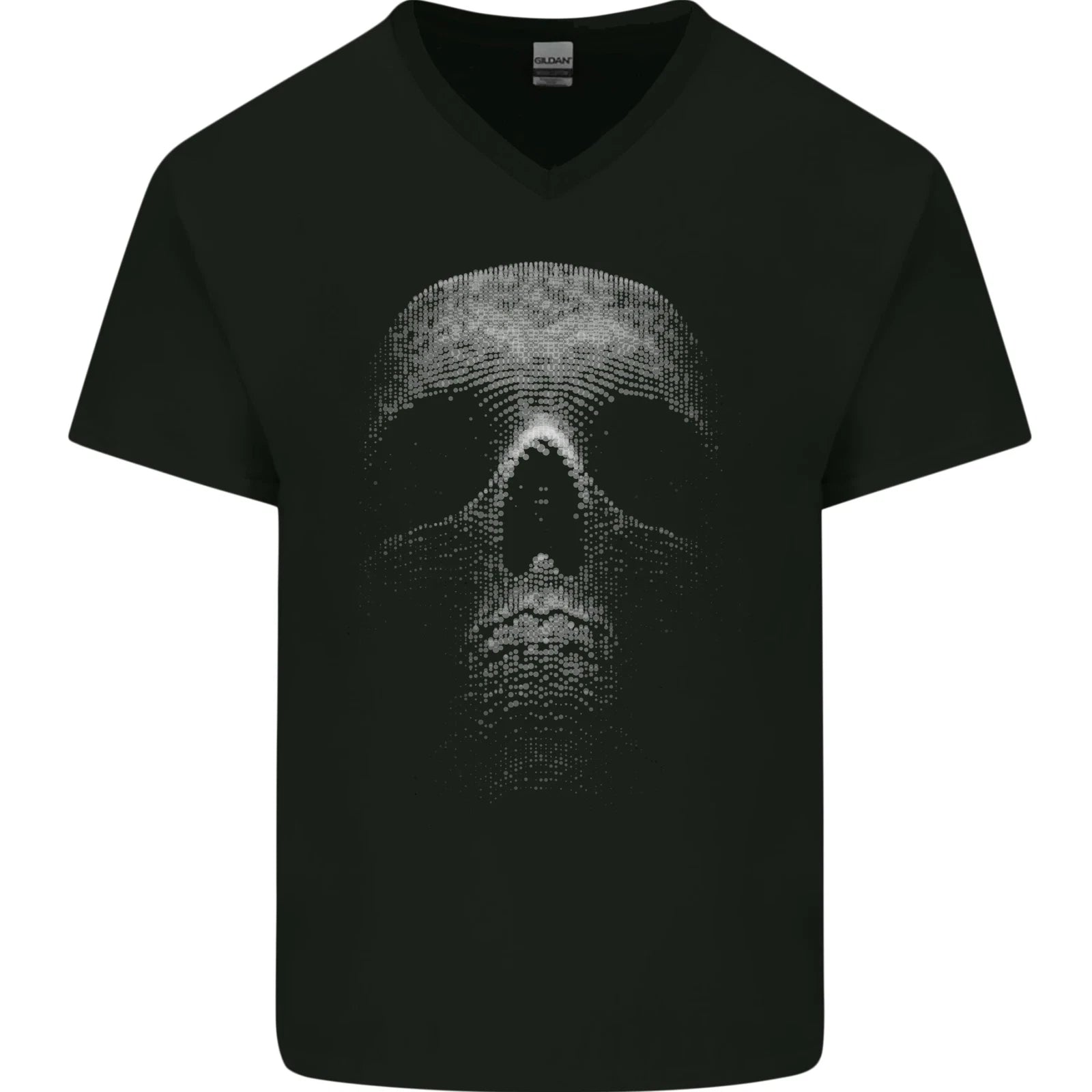 Skull Made of Circles Mens V-Neck Cotton T-Shirt