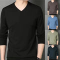 Stylish Green V Neck Long Sleeve TShirt Muscle Workout Tee Top for Men
