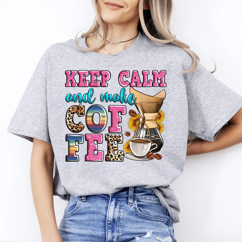 Keep calm and make coffee T-Shirt gift Coffee lover Unisex tee Sand White Sport