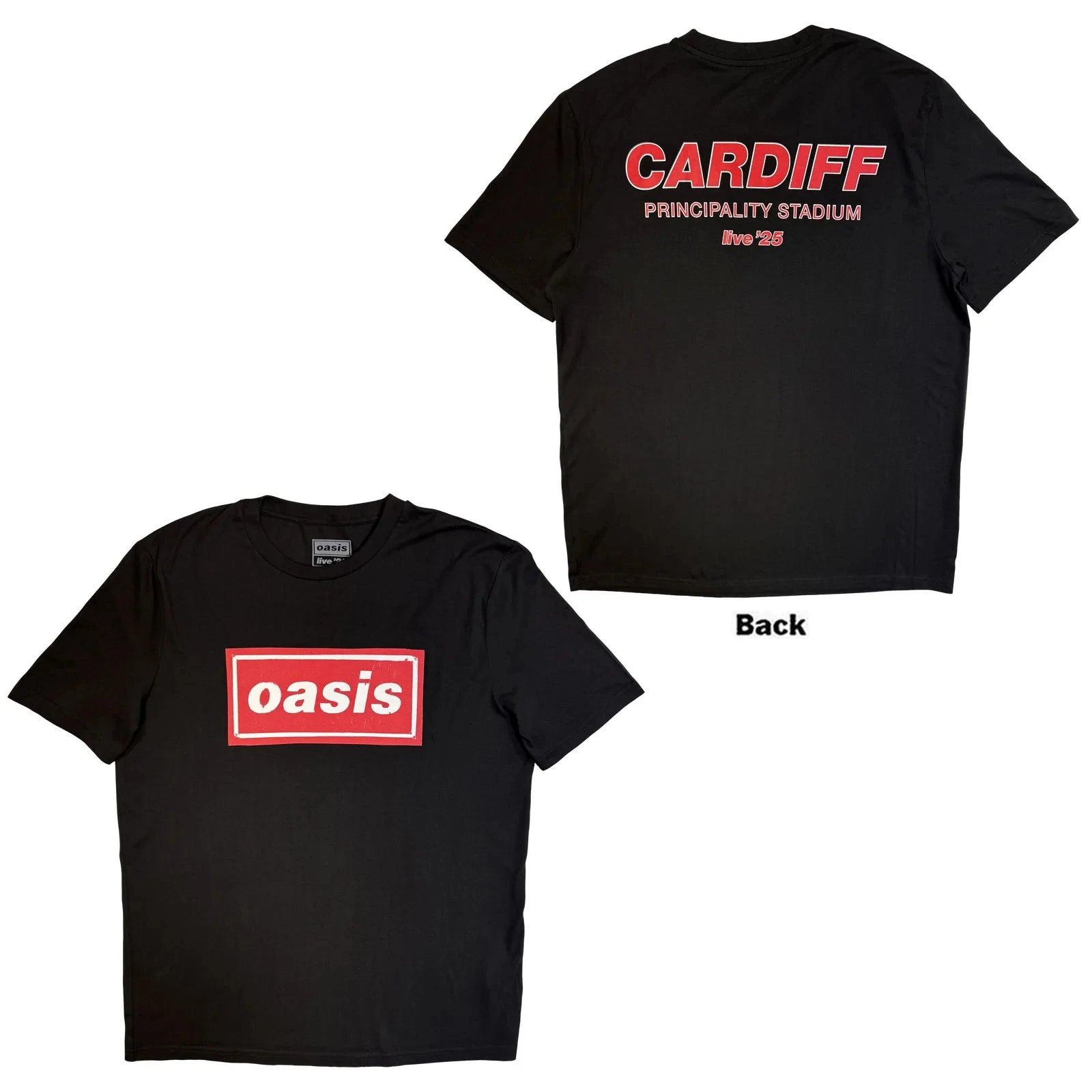 Oasis  T-Shirt: Cardiff City Pop Up (Black) (Back Print & Ex-Tour) OFFICIAL NEW