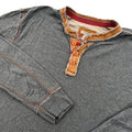 Carbon 2 Cobalt Henley Shirt Mens L Gray Long Sleeve Raw Edge Casual Workwear